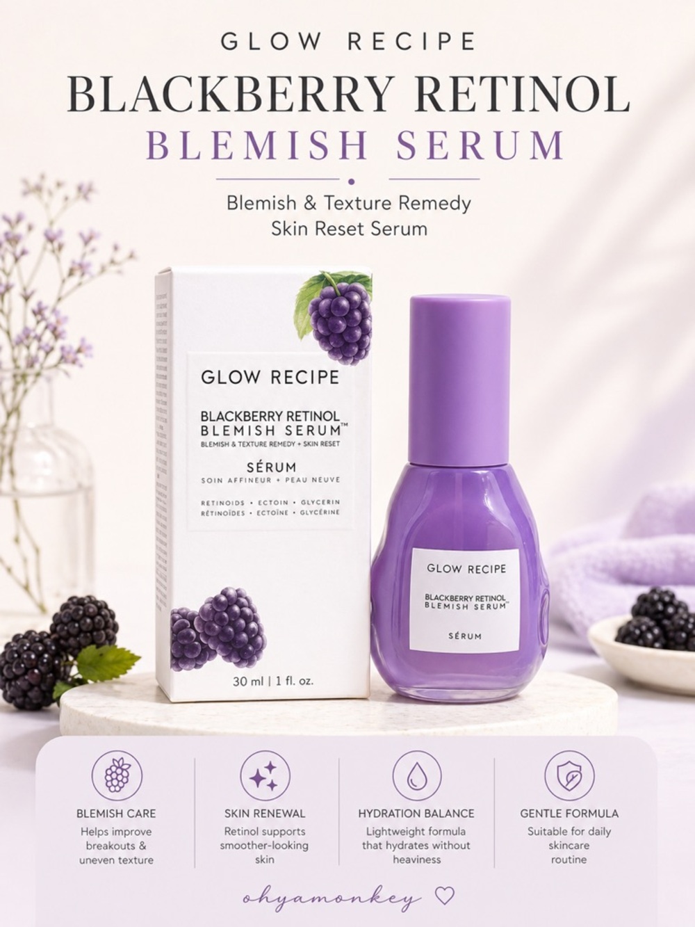 Glow Recipe Blackberry Retinol Blemish Serum 1oz. $45